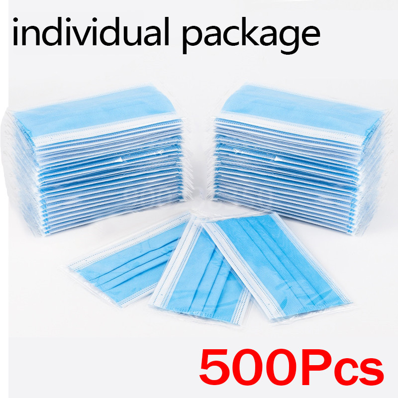 Disposable Mask Blue - 10-500 قطعة من أقنعة الوجه القابلة